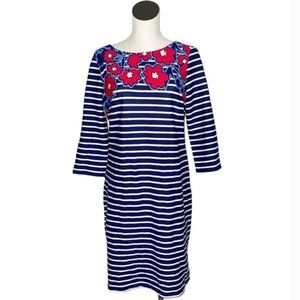 Talbots Navy and Red Striped Dress